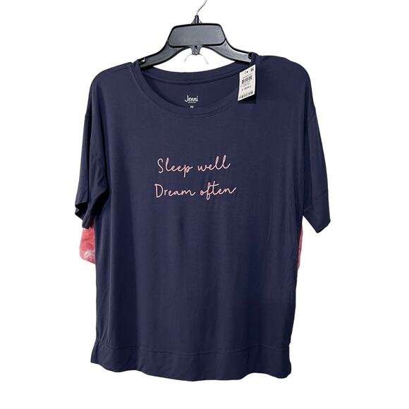 JENNI WMNS PAJAMA MIX LOUNGE SET PRINT TSHIRT SLEEP WELL TIE-DYE SHORTS XS/SMALL - Picture 1 of 12